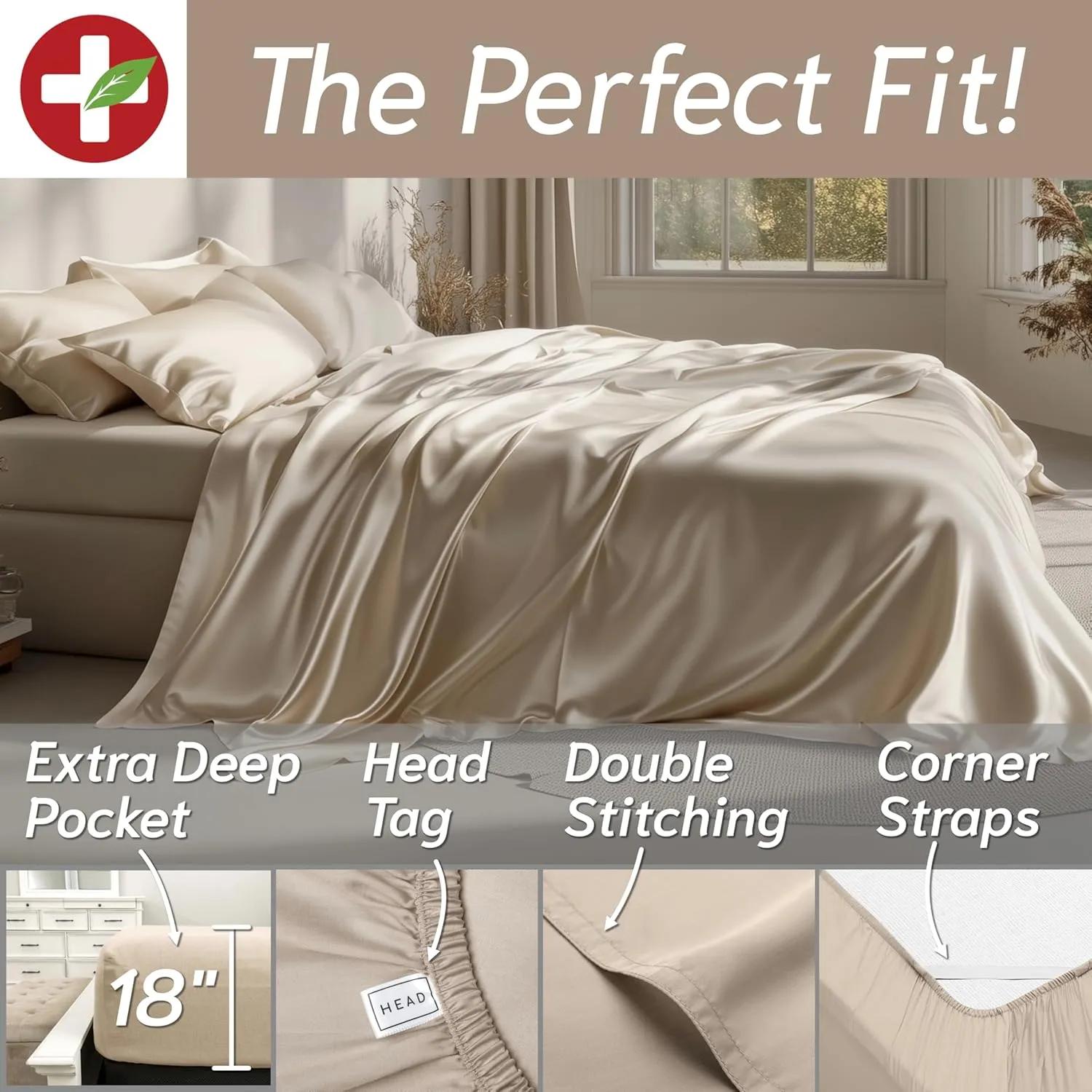 Eucalyptus Collection King Size Sheet w/Silver Ions | 100% Tencel | Ultra Soft | Cooling for Hot Sleepers | 18" Deep Pocket [Dune]
