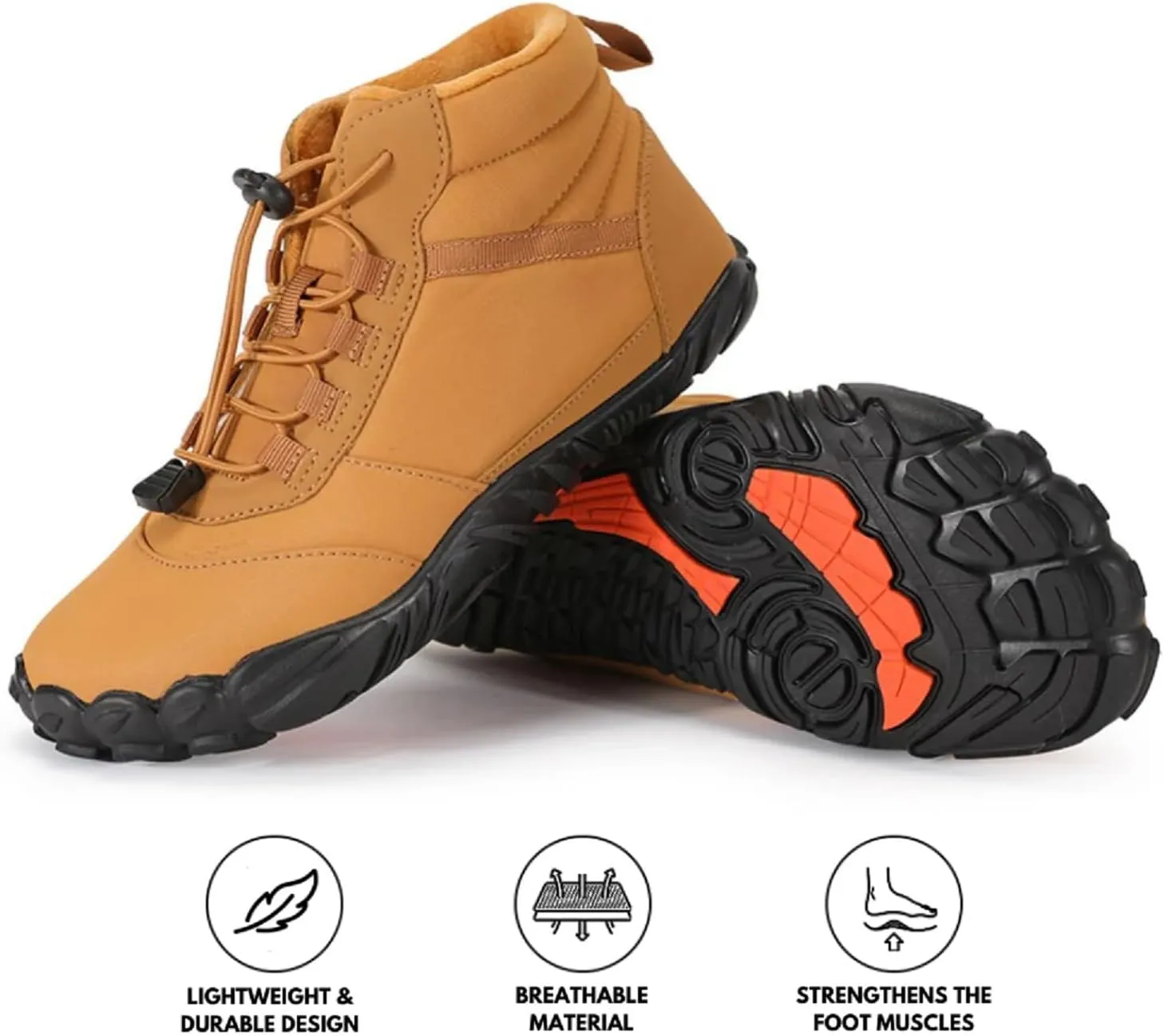 Evian Master HF- Non Slip Water Resistant Winter Barefoot Boot, Wide Toe Box Walking, Hiking Shoes for Women Men Unisex