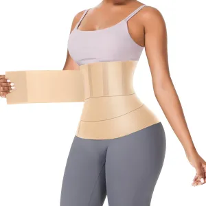 FeelinGirl Waist Trainer for Women Waist Trimmer Belt Tummy Wrap Waist Cincher Plus Size Waist Wrap (One Size, Beige)