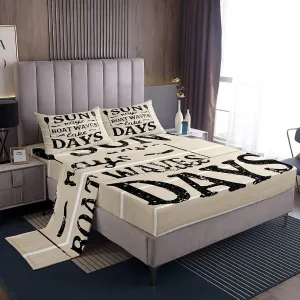 Feelyou Lake Bed Set Lake House Sheet Set for Kids Boys Girls Boat Paddle Bed Sheets Farmhouse Wooden Stripes Texture Bedding Sheets 1 Bed Sheets with 2 Pillowcases Queen Size