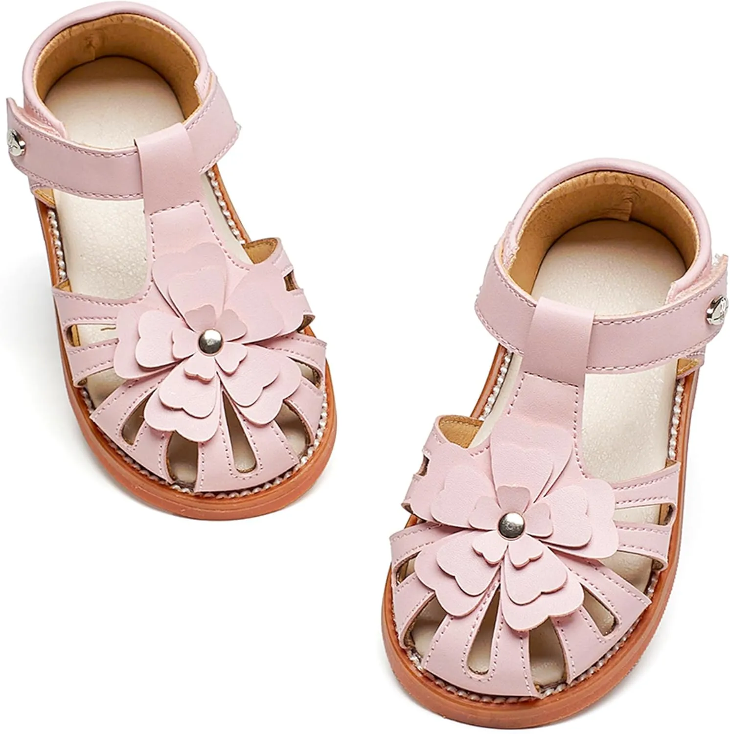 Felix & Flora Toddler Girls Sandals Flower Girl Shoes Soft Rubber Princess Summer Flat Shoes