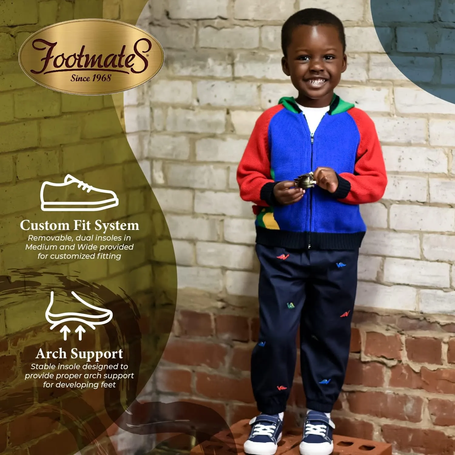 FOOTMATES Jordan Strap Canvas Flats Boys and Girls Shoes - Tennis Sneakers w/Wide Toe Box, Custom-Fit Insoles, Vulcanized Outsoles - for Infants, Toddlers, Little Kids, Ages 0-8
