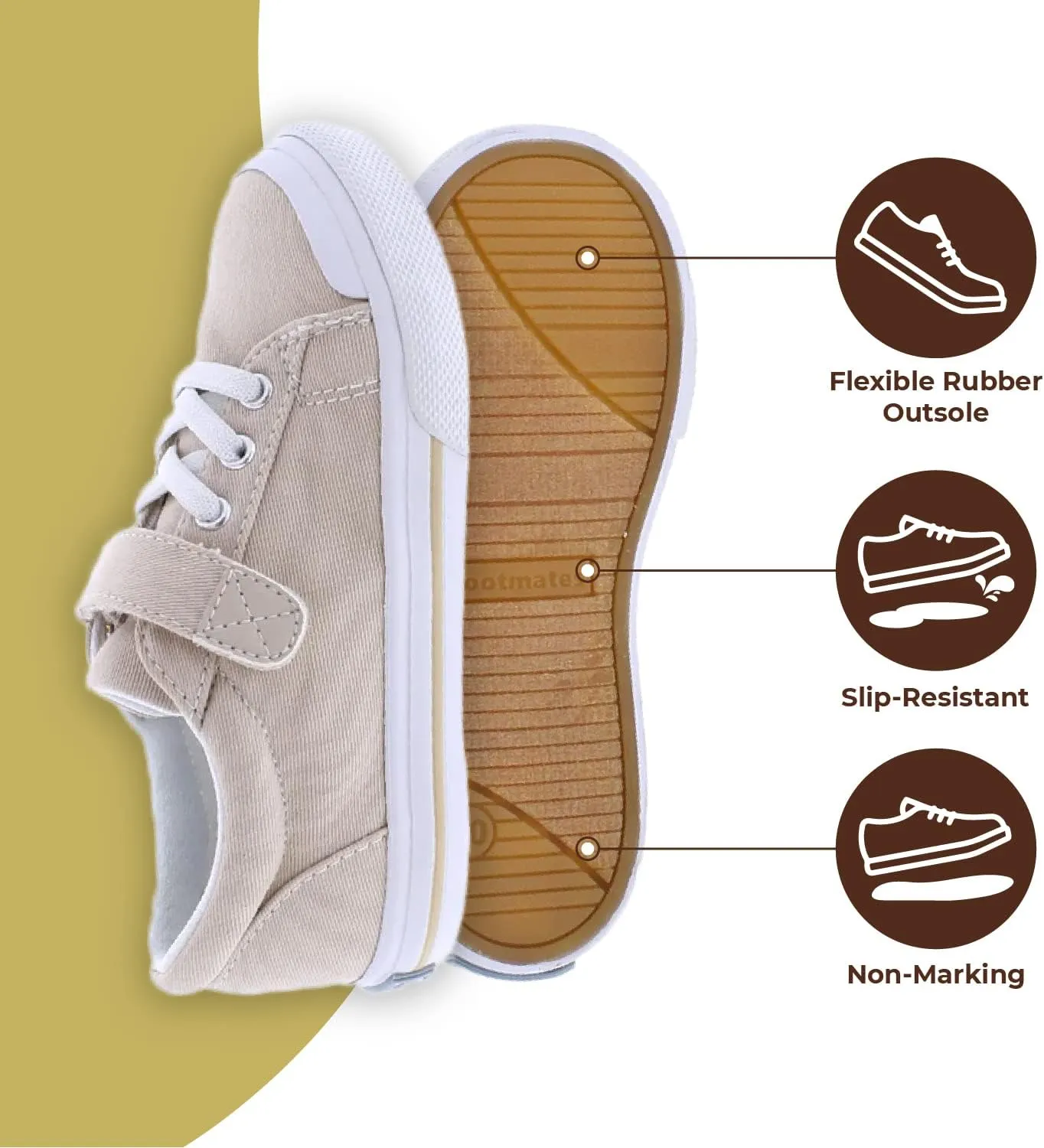 FOOTMATES Jordan Strap Canvas Flats Boys and Girls Shoes - Tennis Sneakers w/Wide Toe Box, Custom-Fit Insoles, Vulcanized Outsoles - for Infants, Toddlers, Little Kids, Ages 0-8