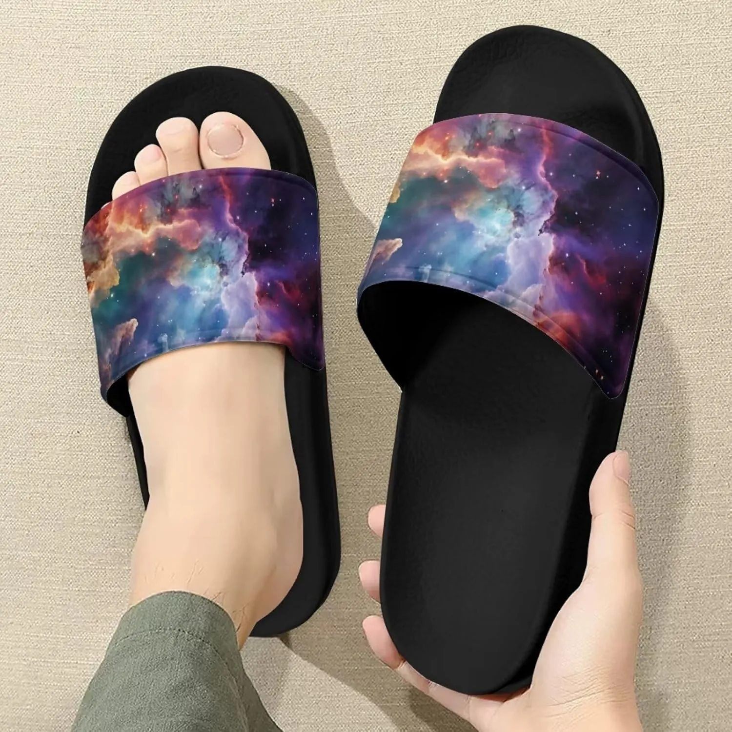 Forchrinse Bee Womens Slides Sandals Mens Home Slippers Non Slip Shower Shoes Lightweight Flat Sandals for Beach Pool