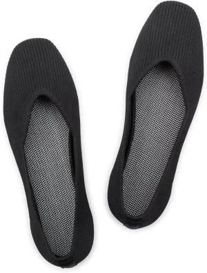 Frank Mully Womens Casual Flat Shoes Square Toe Shoes Knitted Work Flat Comfort Dressy Flat Shoes for Daily Washable