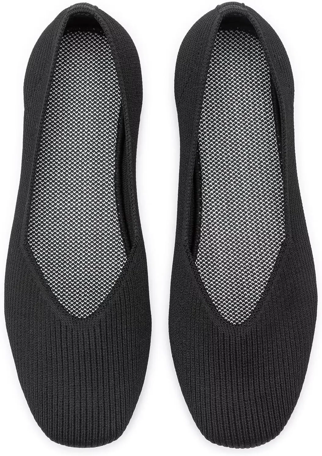 Frank Mully Womens Casual Flat Shoes Square Toe Shoes Knitted Work Flat Comfort Dressy Flat Shoes for Daily Washable