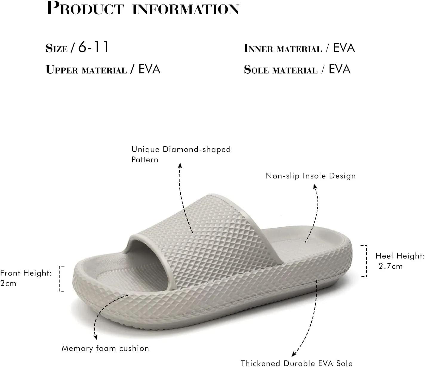 FUNKYMONKEY Slides for Women Quick Drying Non-Slip Bathroom Shower Sandals