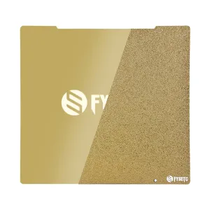 FYSETC Prus I3 MK52 MK3S Build Plate: Gold Textured - Smooth Double Sided 253.8x241mm JanusBPS Spring Steel Sheet Flexible PEI Sheet Heated Bed Platform for MK52 MK2.5 MK3 MK3S Printer