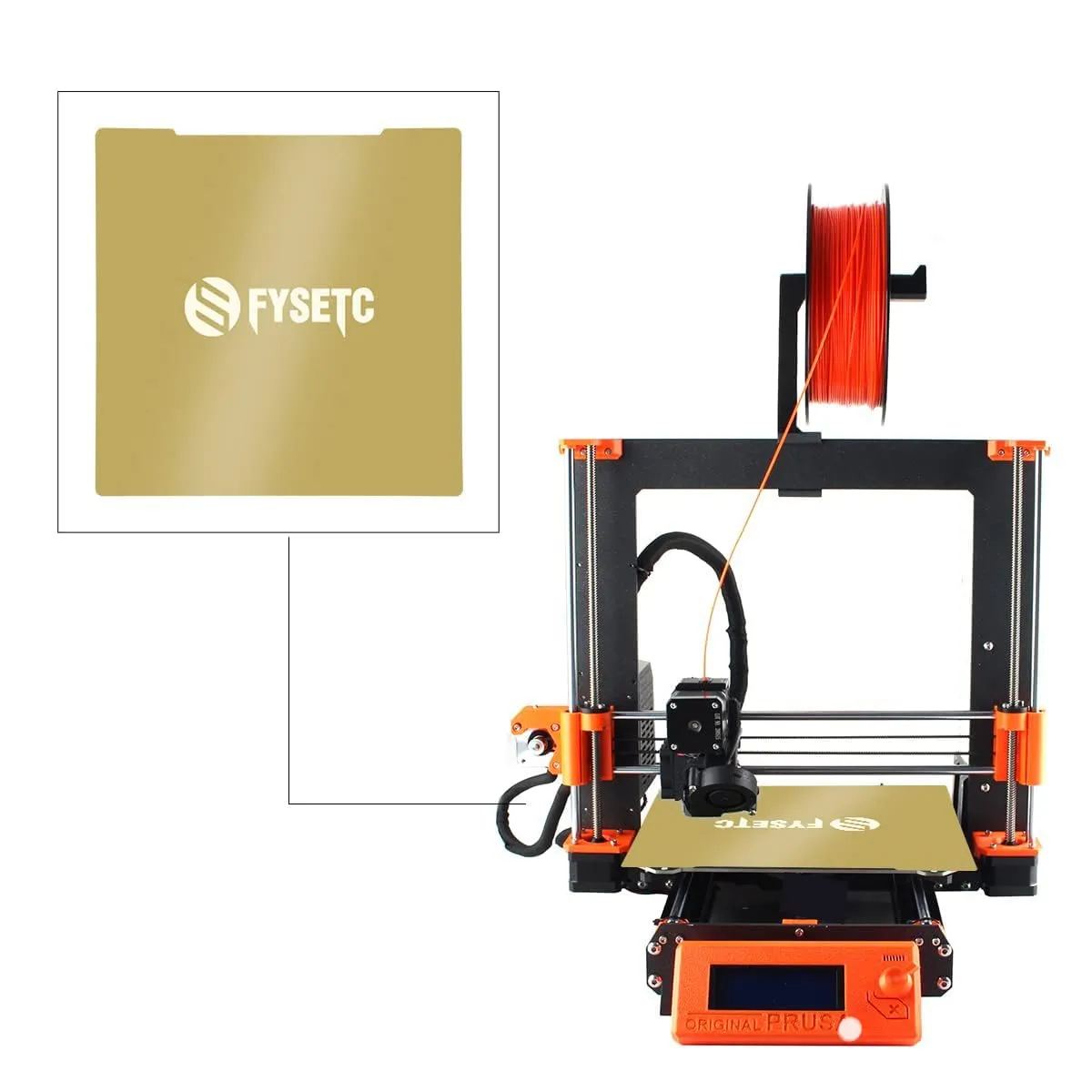 FYSETC Prus I3 MK52 MK3S Build Plate: Gold Textured - Smooth Double Sided 253.8x241mm JanusBPS Spring Steel Sheet Flexible PEI Sheet Heated Bed Platform for MK52 MK2.5 MK3 MK3S Printer