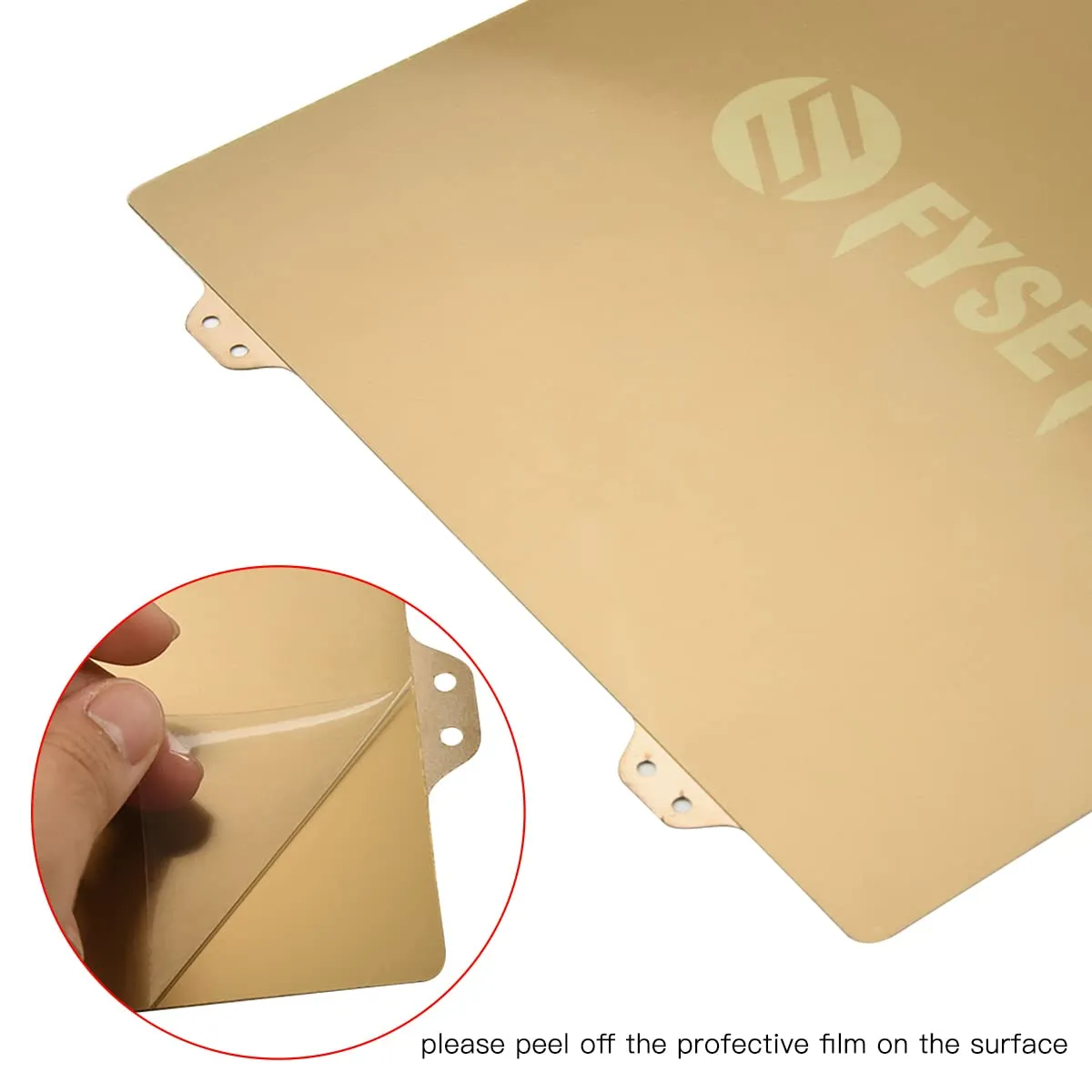 FYSETC Prus I3 MK52 MK3S Build Plate: Gold Textured - Smooth Double Sided 253.8x241mm JanusBPS Spring Steel Sheet Flexible PEI Sheet Heated Bed Platform for MK52 MK2.5 MK3 MK3S Printer