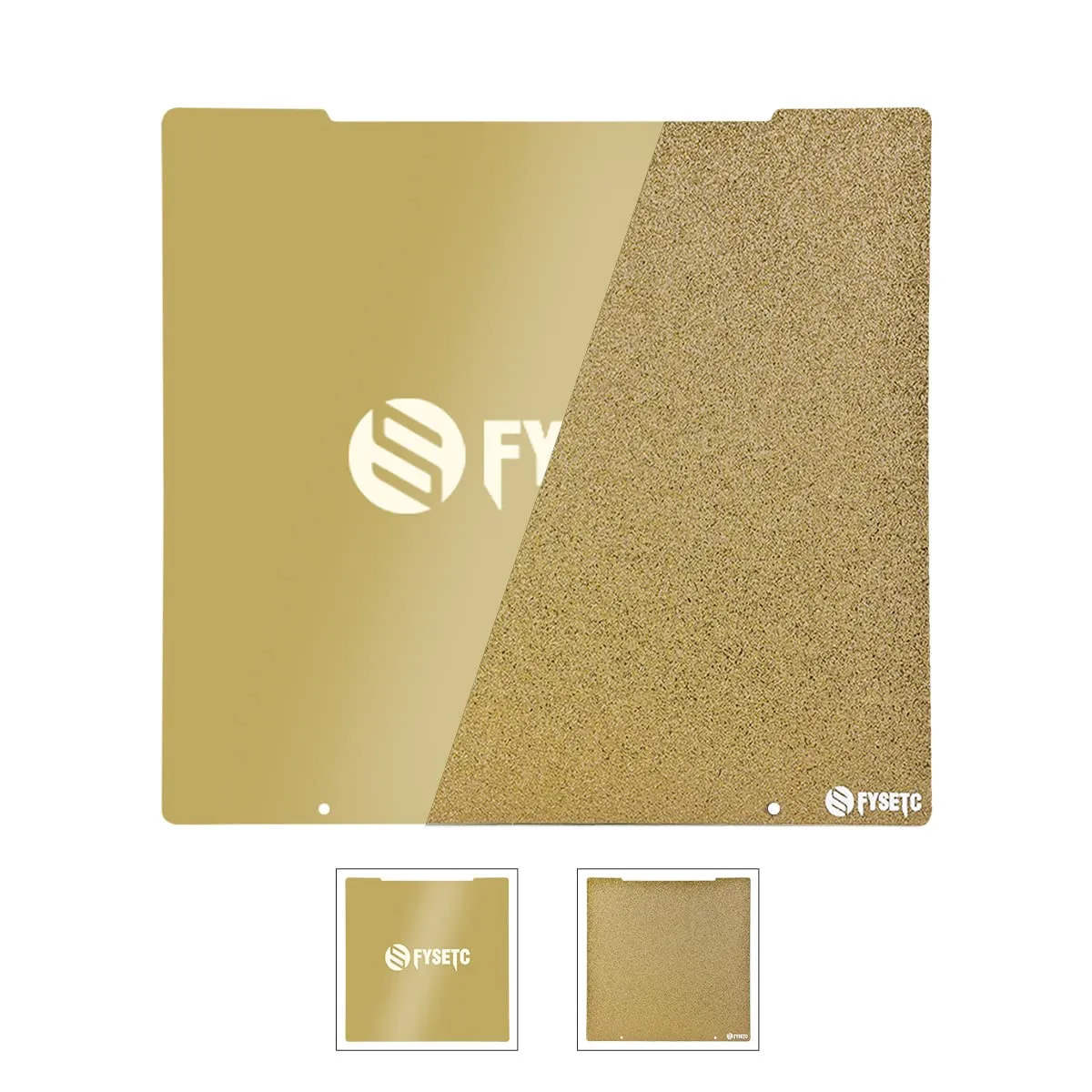 FYSETC Prus I3 MK52 MK3S Build Plate: Gold Textured - Smooth Double Sided 253.8x241mm JanusBPS Spring Steel Sheet Flexible PEI Sheet Heated Bed Platform for MK52 MK2.5 MK3 MK3S Printer