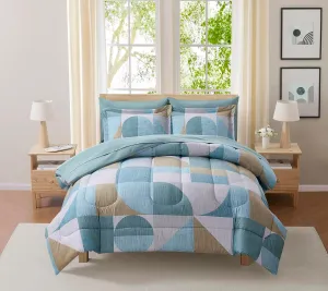 Geometric Comforter Set Queen with Sheets Bed in a Bag – Deep Pocket Fitted Sheet with Elastic Corners, Cozy Comforter, Pillowcases & Shams – Soft Microfiber All Season Bedding – Machine Washable