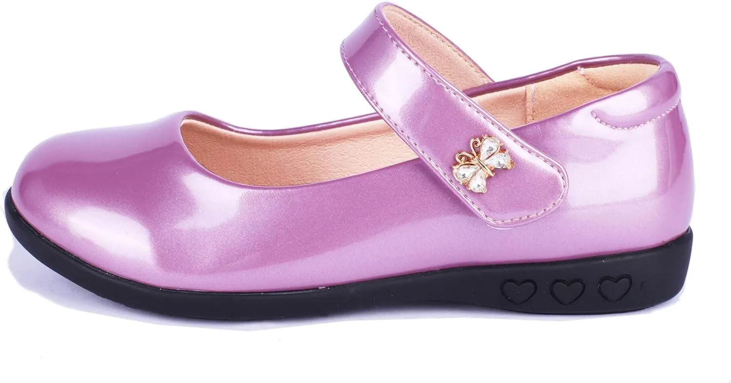 Girls Mary Jane Strap School Uniform Dress Flat Ballet Shoes