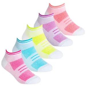 Girls Trainer Liner Ankle Socks 5 Pairs - Vibrant