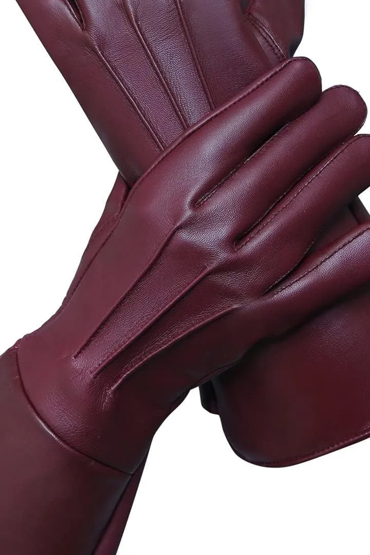 Glamtron Medieval Renaissance Gloves Pure Lambskin Leather Cosplay Gauntlet Gloves Long Arm Cuff