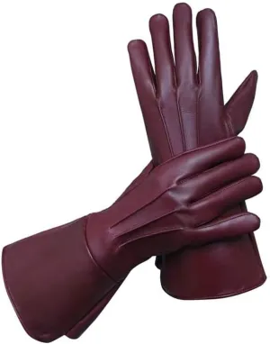Glamtron Medieval Renaissance Gloves Pure Lambskin Leather Cosplay Gauntlet Gloves Long Arm Cuff