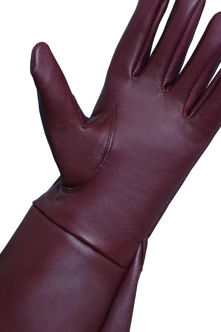 Glamtron Medieval Renaissance Gloves Pure Lambskin Leather Cosplay Gauntlet Gloves Long Arm Cuff