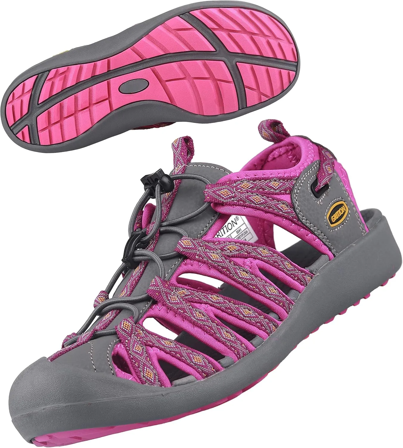 GRITION Hiking Sandals Women Closed Toe, Waterproof Lightweight Adjustable Hiking Athletic Sandals, Breathable For Beach Summer Adventure Comfortable Outdoor Sport