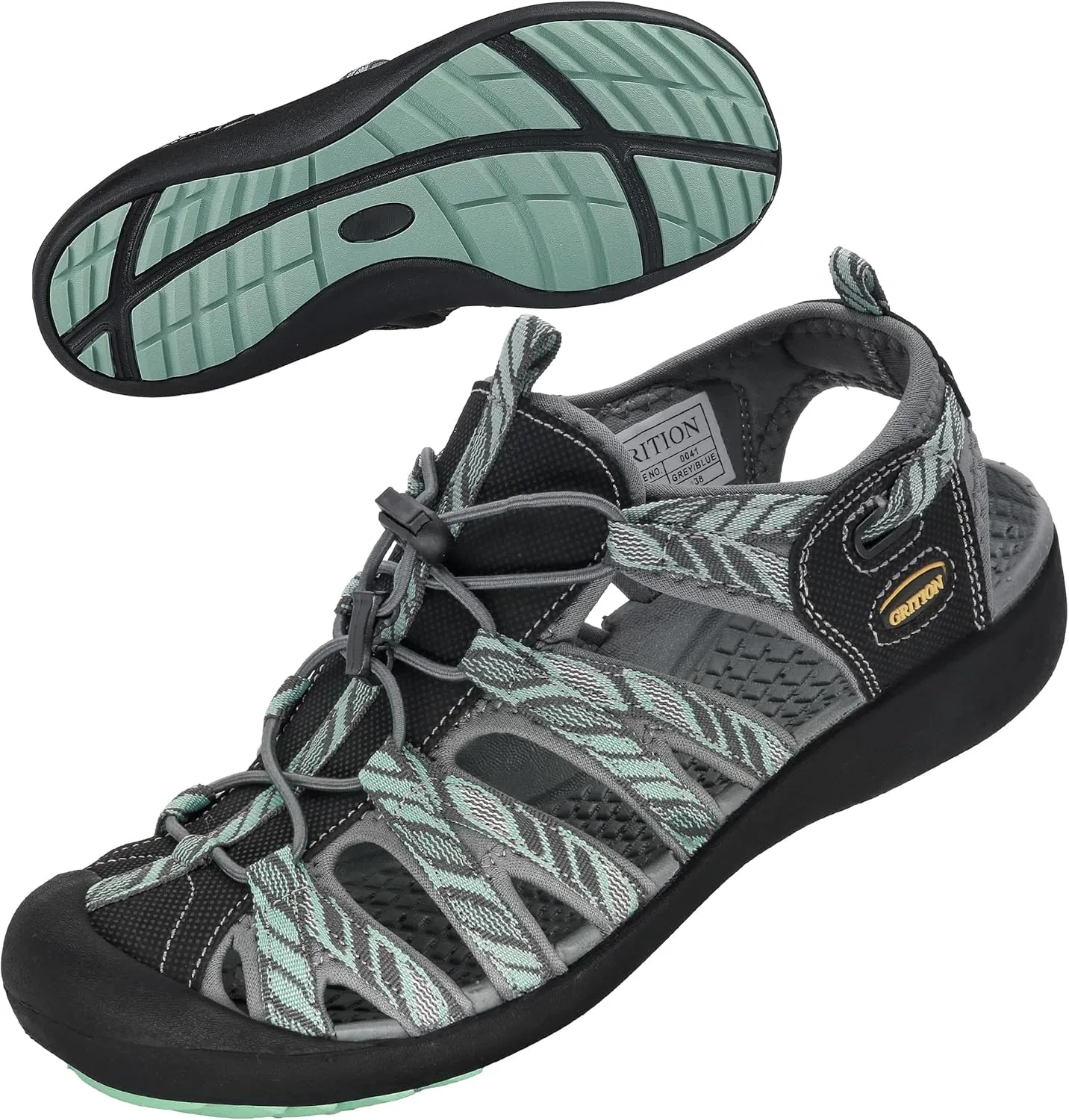 GRITION Hiking Sandals Women Closed Toe, Waterproof Lightweight Adjustable Hiking Athletic Sandals, Breathable For Beach Summer Adventure Comfortable Outdoor Sport