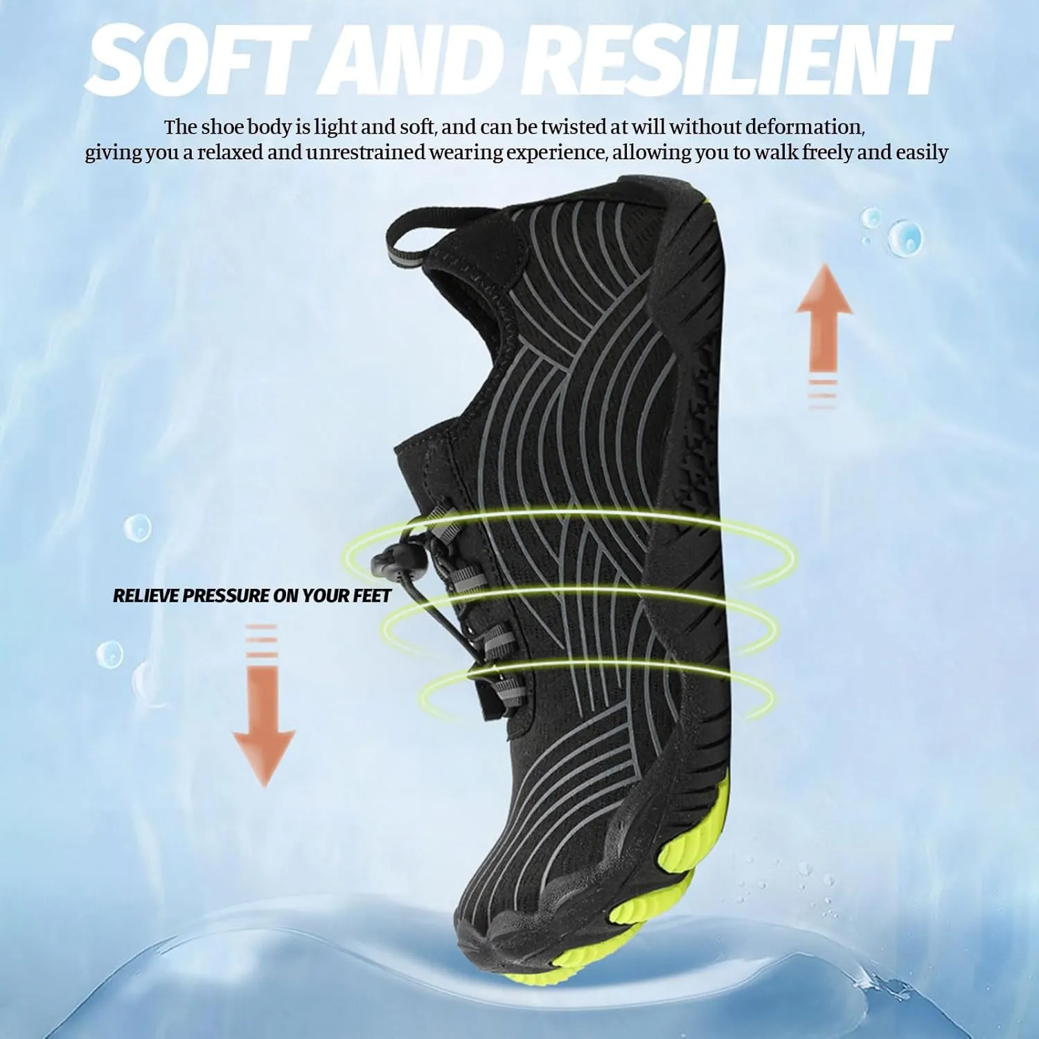 Grounded Women Men Wide Toe Box Barefoot Grounding Quick Dry Breathable Non Slip Hike Water Shoes for Swim Surf Hiking Outdoor Sports Neuropathy Comfort Footwear