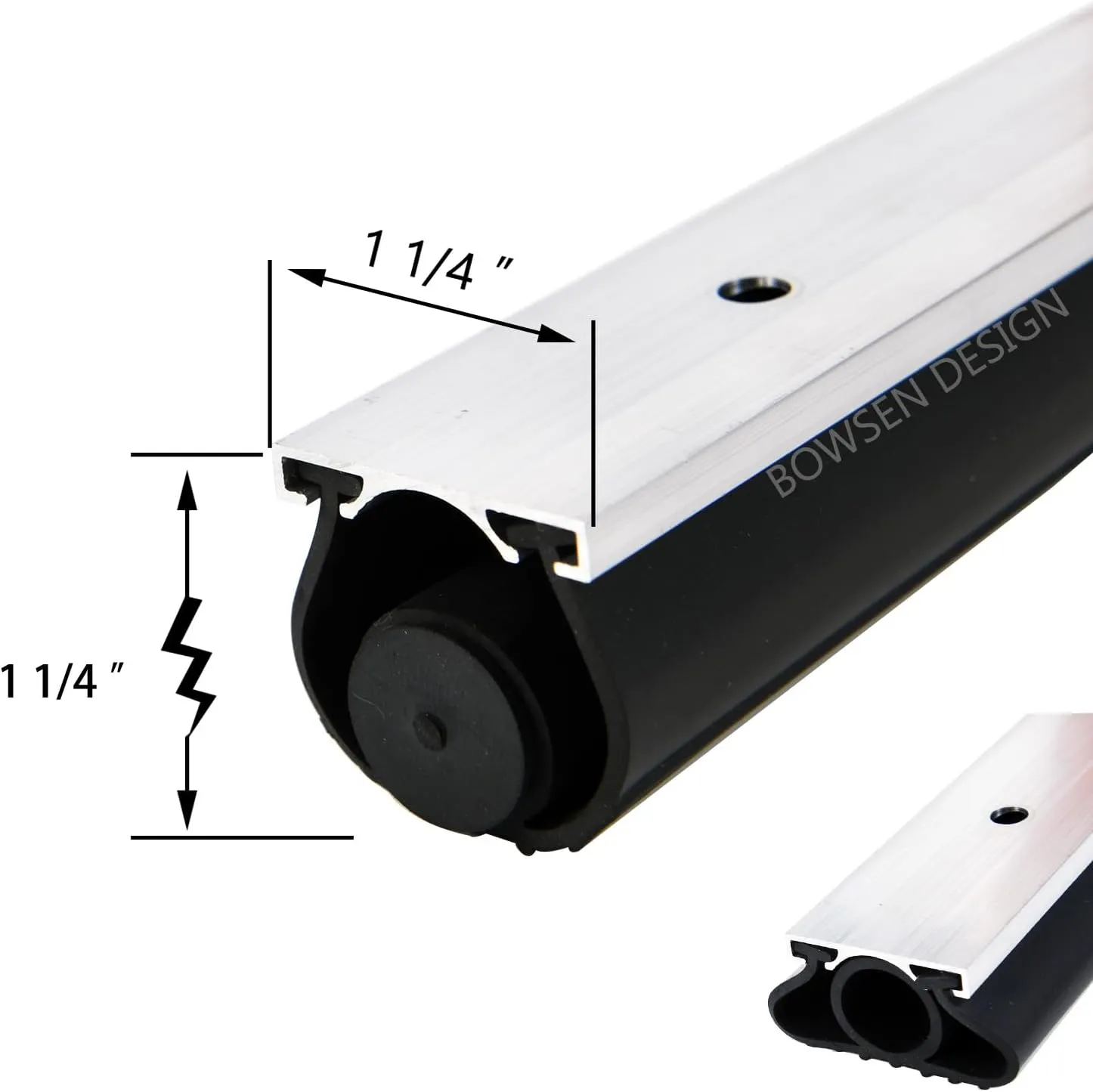 Heavy-Duty U O Ring Universal Garage Door Bottom Seals Weatherstrip Weather Stripping Rubber with Aluminum Track Retainer Kit, Black (16 FT, 1-1/4" Width)