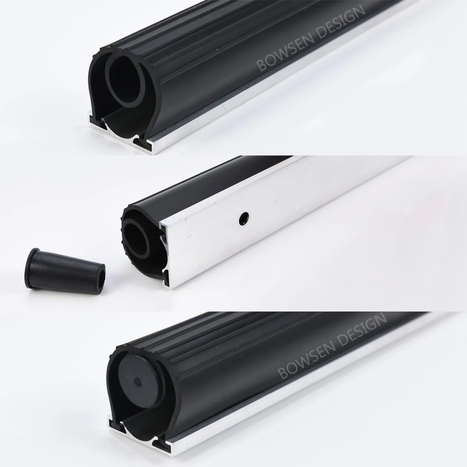Heavy-Duty U O Ring Universal Garage Door Bottom Seals Weatherstrip Weather Stripping Rubber with Aluminum Track Retainer Kit, Black (16 FT, 1-1/4" Width)