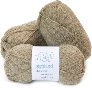 Highland Haven - 100% Highland Wool Yarn Set of 3 Skeins (150 Grams) Fingering Weight - Sourced Directly from Peru - Heavenly Soft and Perfect for Knitting and Crocheting (Fingering, Heather Oatmeal)