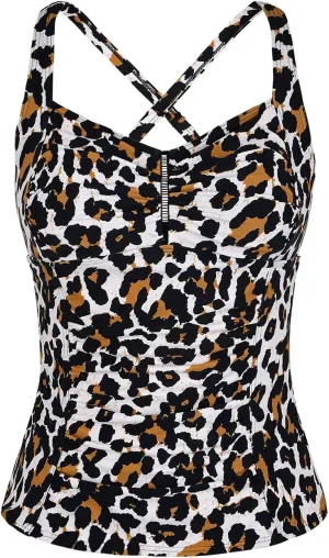 Hilor Women's Tankini Tops Shirred Tummy Control Swimsuits Cross Back Tankini Swimwear Tops