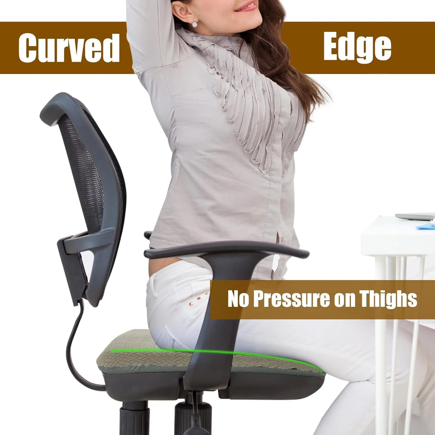 HOMBYS Tufted Furry Recliner Seat Cushion for Elderly Foam Curved Edge Large Square Seat Cushion for Recliner Chair, Floor Pillow, Office Chair, Car, No Pressure on Thighs, Coffee Color