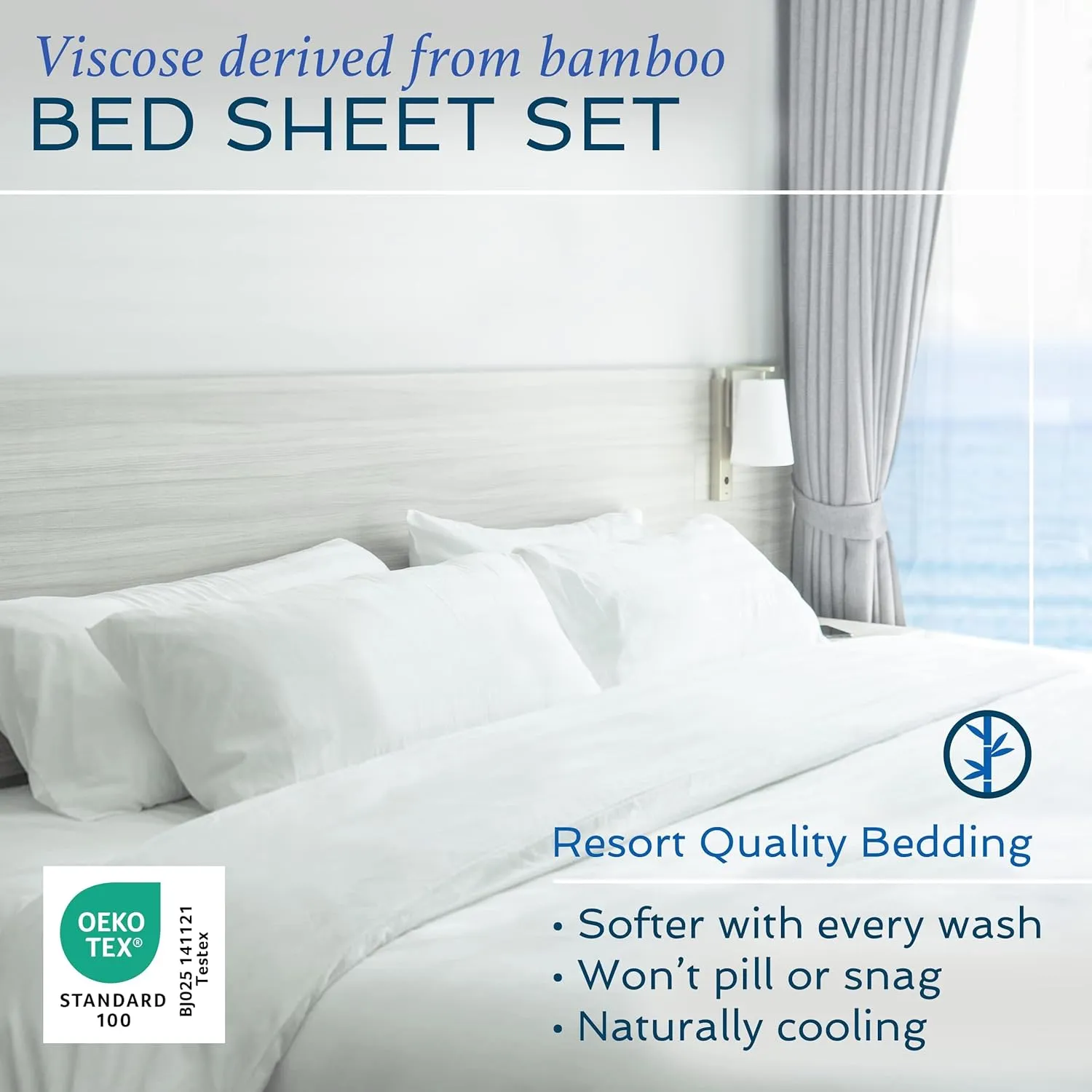 Hotel Sheets Direct 4 Piece Bed Sheet Set Queen Size, 100% Viscose Derived from Bamboo Sheets Set with 2 Pillowcases, Cooling & Breathable Luxury Bedding, Moisture-Wicking & Silky Soft Texture, Sand