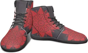 Howilath Boho Mandala Print High Top Sneakers Wide Barefoot Shoes Men Casual Minimalist Shoes with Zero Drop Sole