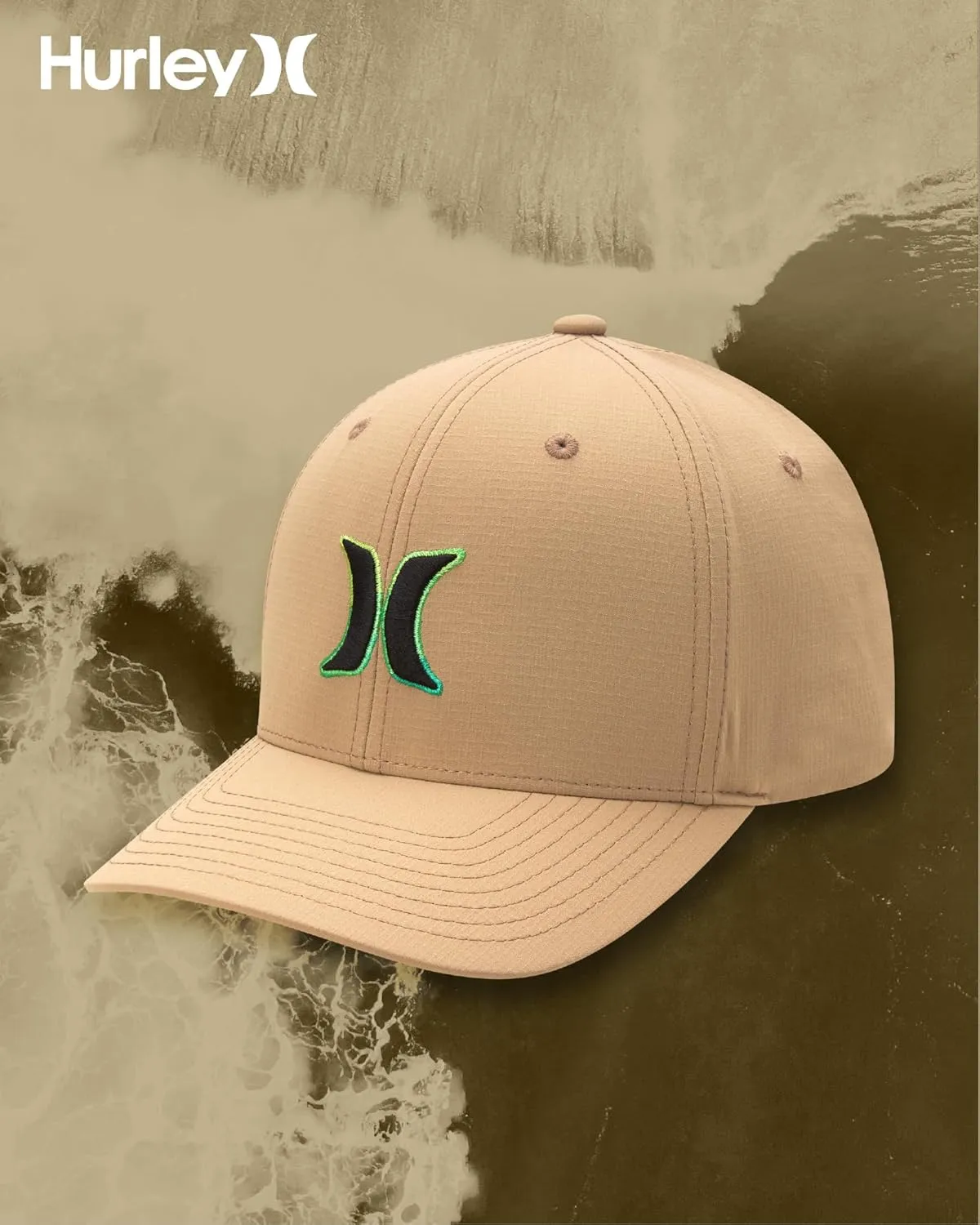 Hurley Men's Baseball Cap - Dana Point Cotton Ripstop Stretch Fitted Cap for Men with Gradient Embroidered Icon (Size: S-XL)