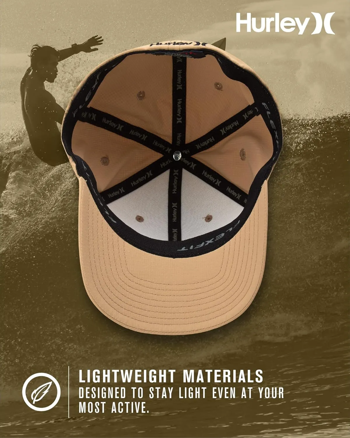 Hurley Men's Baseball Cap - Dana Point Cotton Ripstop Stretch Fitted Cap for Men with Gradient Embroidered Icon (Size: S-XL)