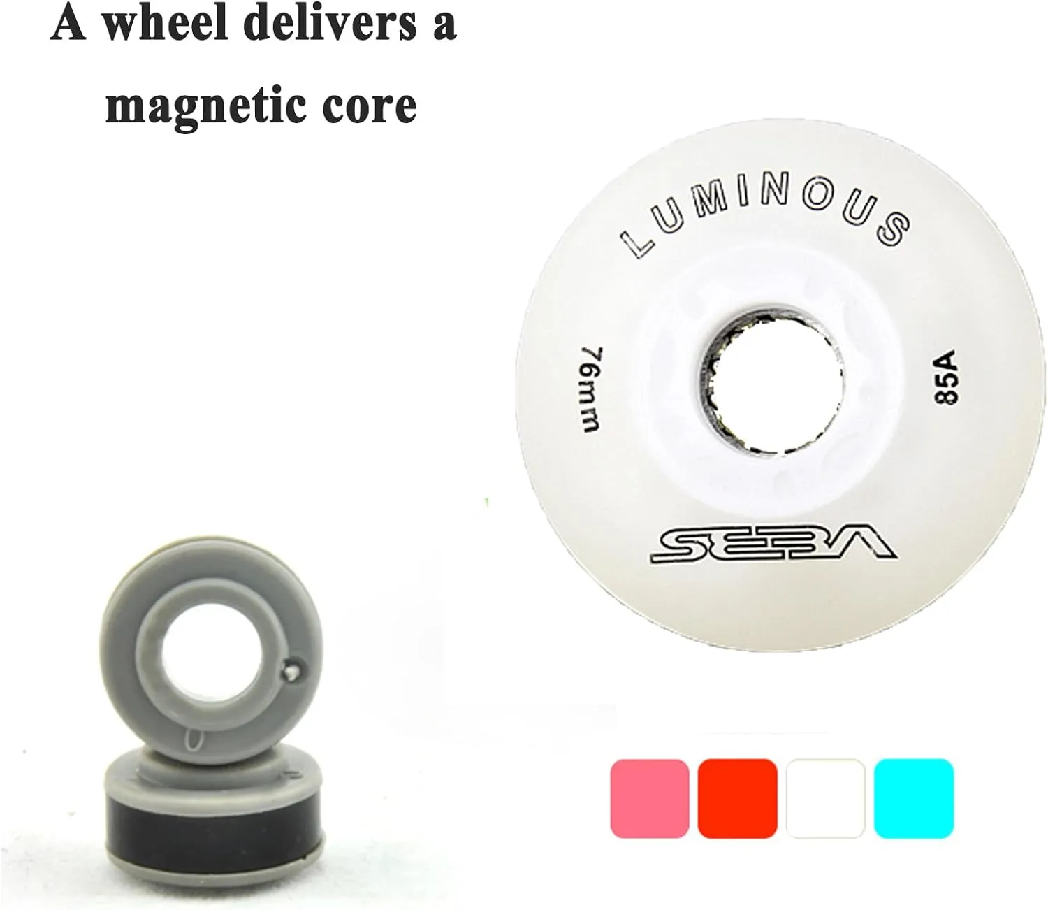 Indoor/Outdoor Roller Skate Wheels 85A Light Up Inline Skate Wheels, with Magnetic Core (8 Pack), for Inline Skates Replacement Wheel