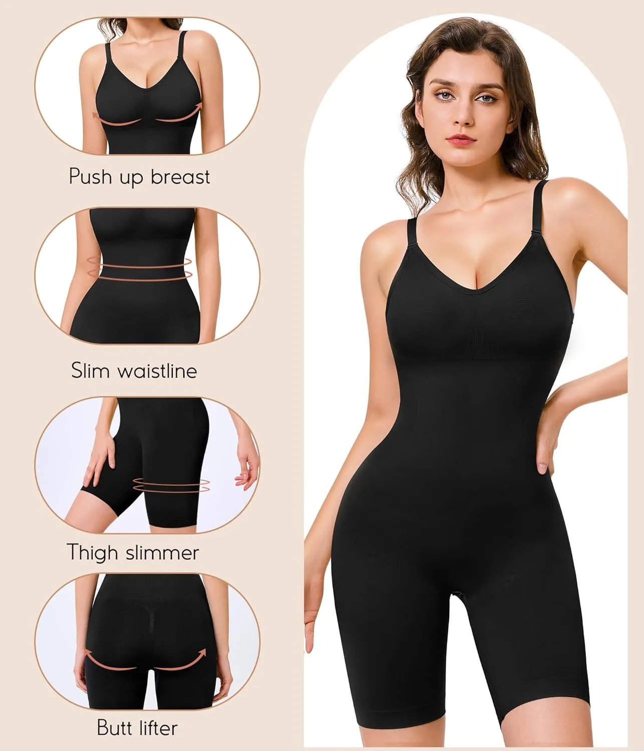 Irisnaya waist trainer shapewear for women seameless Tummy control Bodysuits with Built in Bra Full Body Shaper