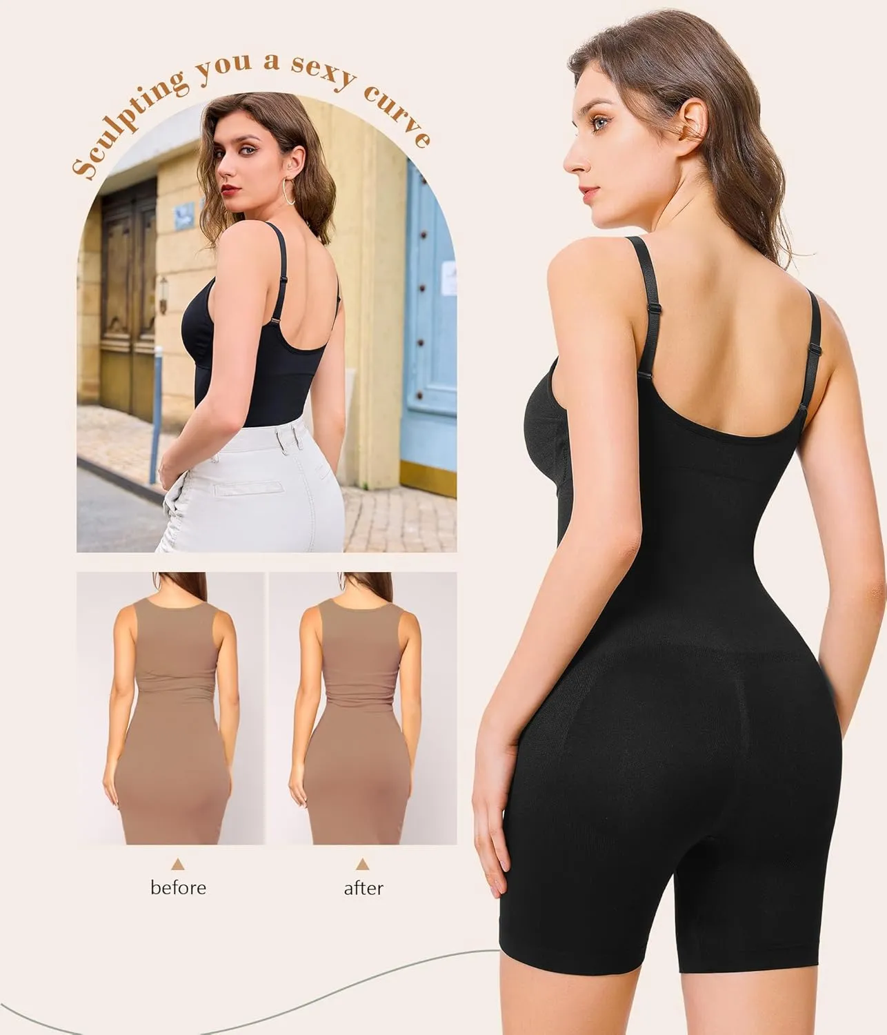 Irisnaya waist trainer shapewear for women seameless Tummy control Bodysuits with Built in Bra Full Body Shaper