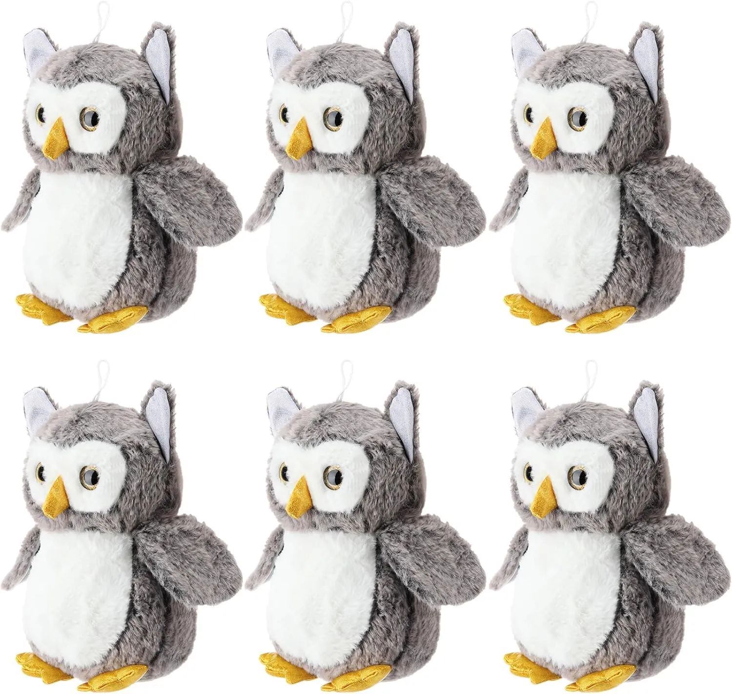 Jenaai 6 Pcs Owl Plush Stuffed Animals for Babies Soft Plush Toy Stuffed Owl Wizard Party Favors for Kids Toddlers Unisex Gifts Classroom Prizes Decor, 9.06 Inch (Gray)
