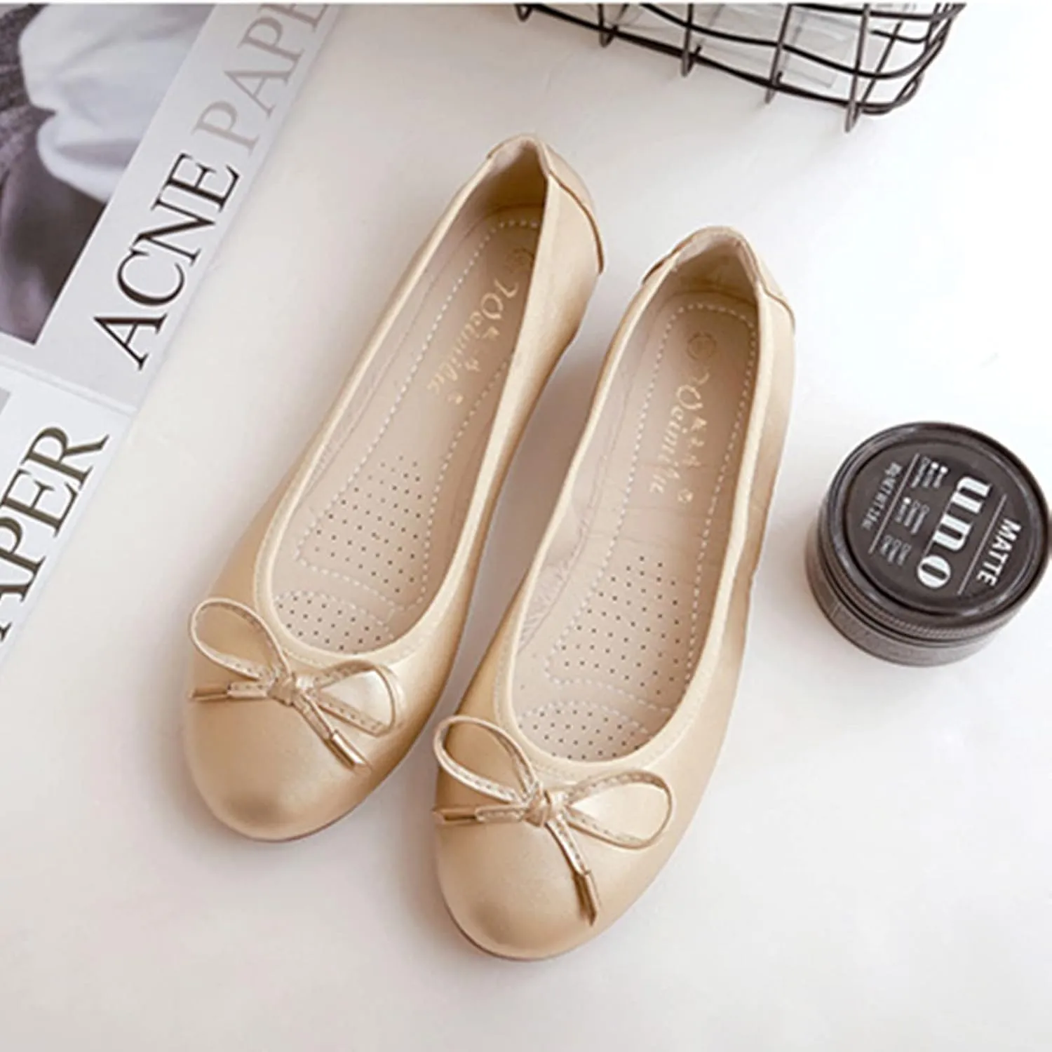 Julymens Women's Cute Bowknot Ballet Flats Comfortable Soft Sole Walking Shoes