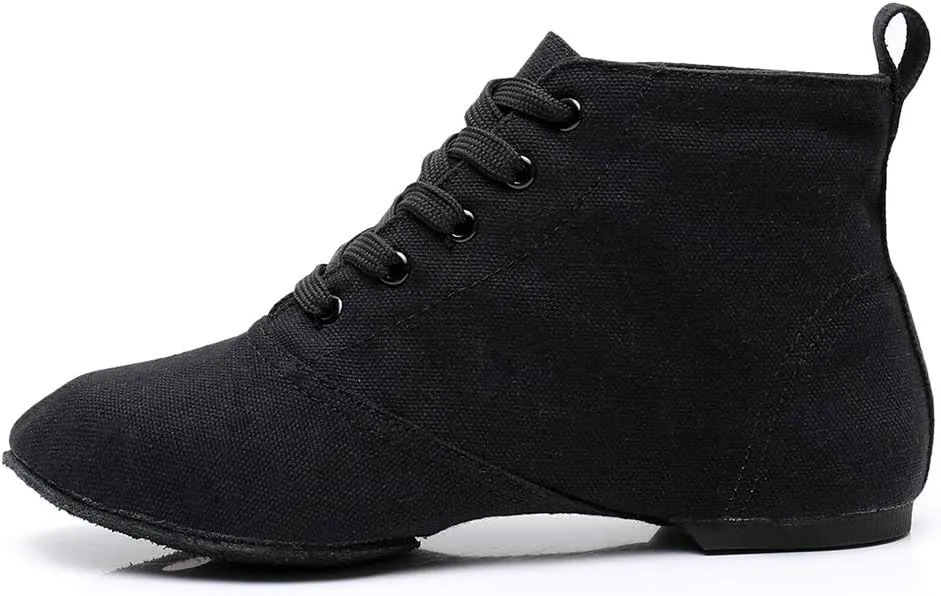 JUODVMP Canvas Lace-up Dance Shoes Flat Practice Jazz Dancing Boots for Women,Model MFGDBJSX