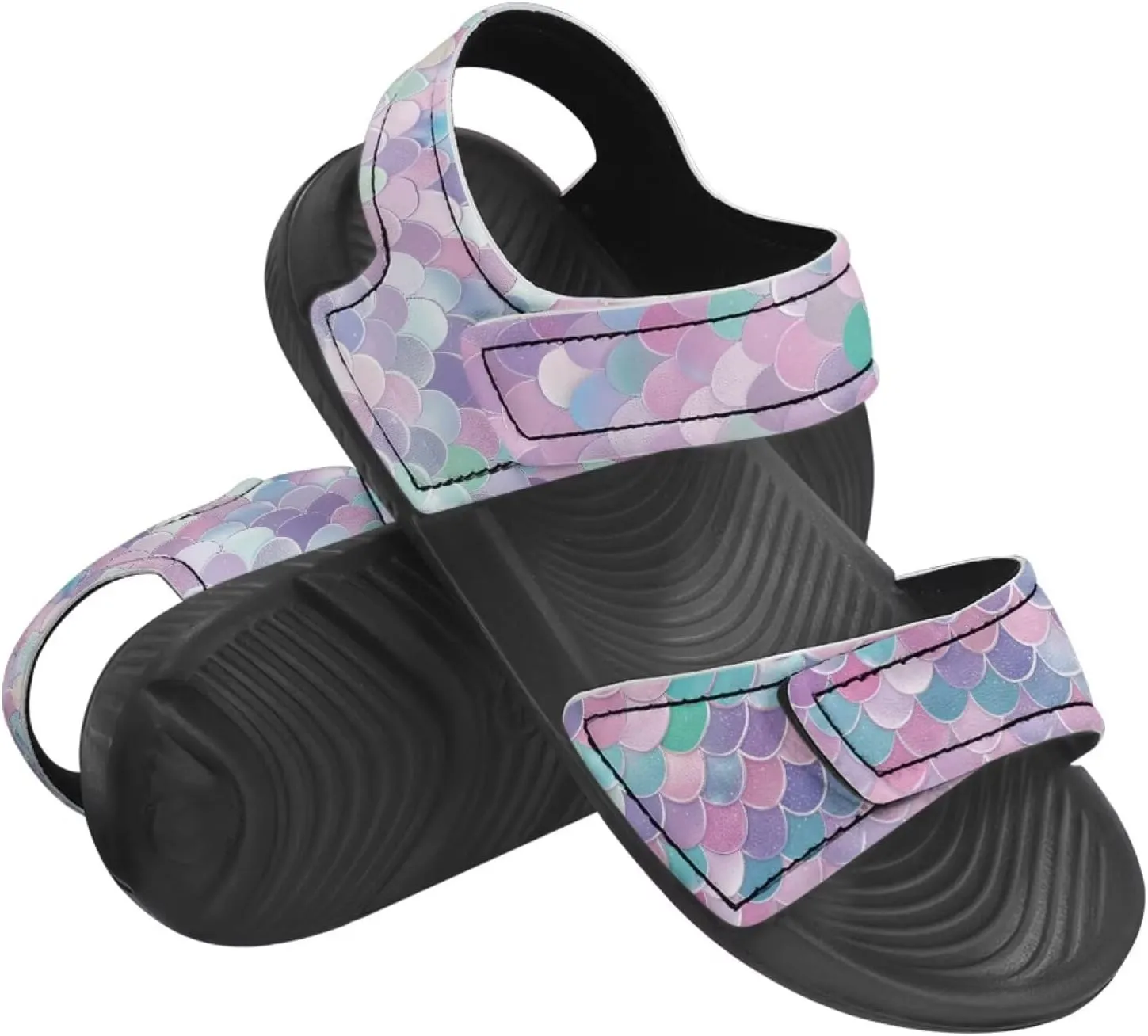 Kids Sandals Summer Shoes Girls Slide Sandals Slip On Toddler Shoes Double Buckle Strap Open Toe EVA Slippers