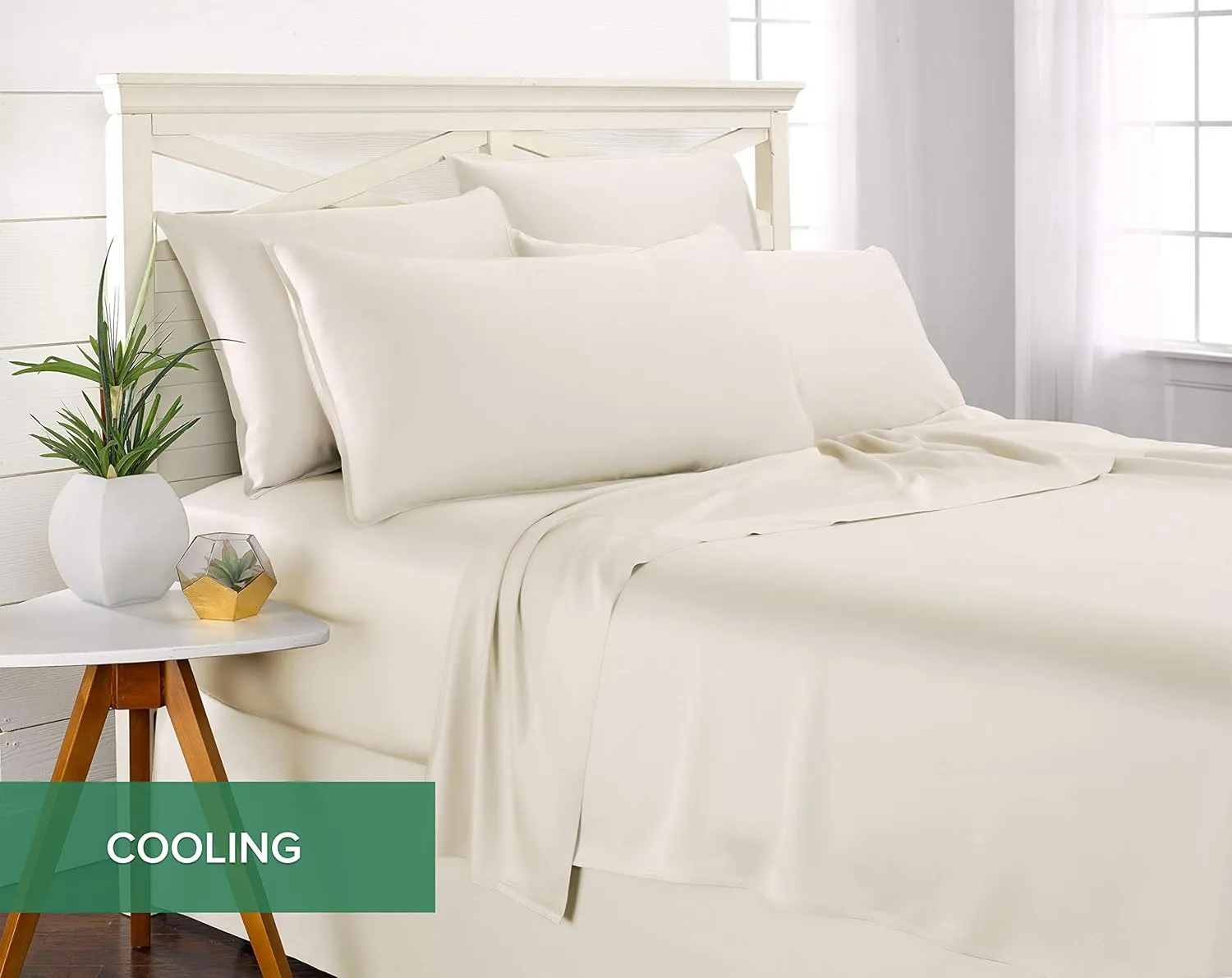 King Sheets by Pure Bamboo, Genuine 100% Organic Viscose Derived from Bamboo Bed Sheet Set, Luxuriously Soft & Cooling, Double Stitching, Lifetime Quality Promise (King, Ivory)