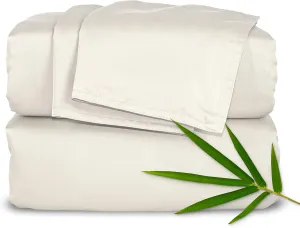 King Sheets by Pure Bamboo, Genuine 100% Organic Viscose Derived from Bamboo Bed Sheet Set, Luxuriously Soft & Cooling, Double Stitching, Lifetime Quality Promise (King, Ivory)