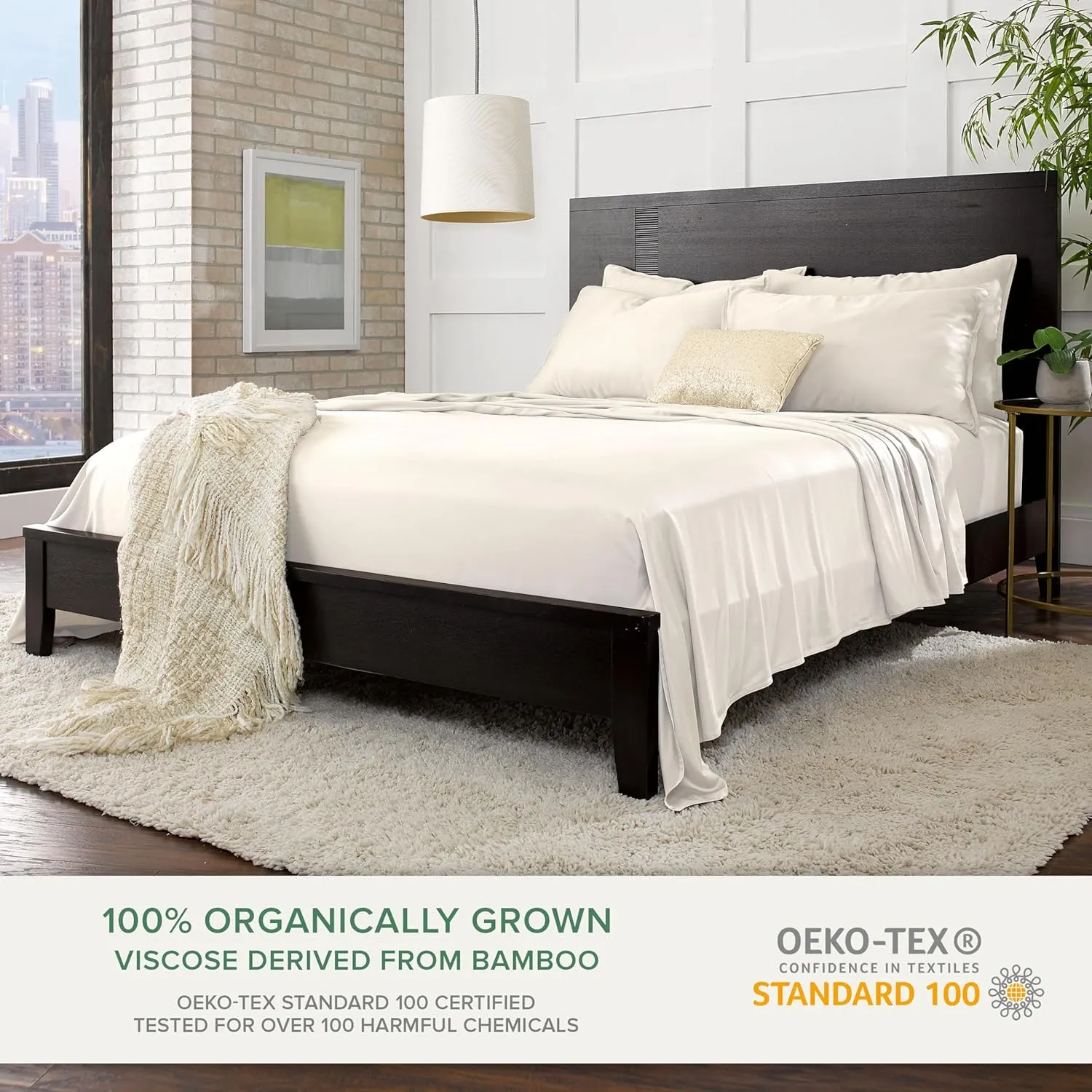 King Sheets by Pure Bamboo, Genuine 100% Organic Viscose Derived from Bamboo Bed Sheet Set, Luxuriously Soft & Cooling, Double Stitching, Lifetime Quality Promise (King, Ivory)