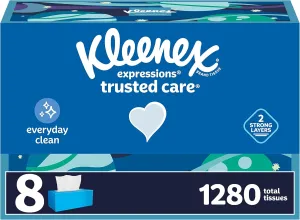 Kleenex Expressions Trusted Care Facial Tissues, 8 Flat Boxes, 160 Tissues per Box, 2-Ply (1,280 Total Tissues), Packaging May Vary
