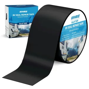 Kohree Butyl Sealant Tape, 4 Inch x 50 Foot RV Roof Tape Black, RV Sealant Waterproof Tape UV & Weatherproof Butyl Roofing Tape for RV Repair, Window, Boat Sealing, Truck Stop Camper Roof Leaks