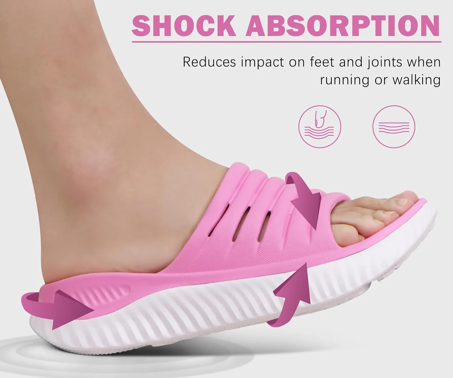 KuaiLu Womens Recovery Sandals With Comfortable Plantar Fasciitis Support,Ladies Orthotic Open Toe Sport Slides Thick Cushion Reduces Stress on Feet,Joints & Back Post-Exercise