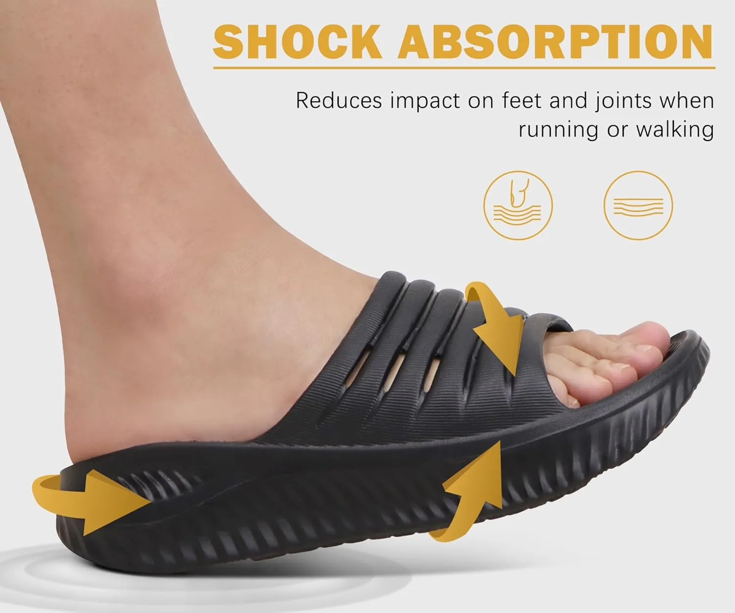 KuaiLu Womens Recovery Sandals With Comfortable Plantar Fasciitis Support,Ladies Orthotic Open Toe Sport Slides Thick Cushion Reduces Stress on Feet,Joints & Back Post-Exercise