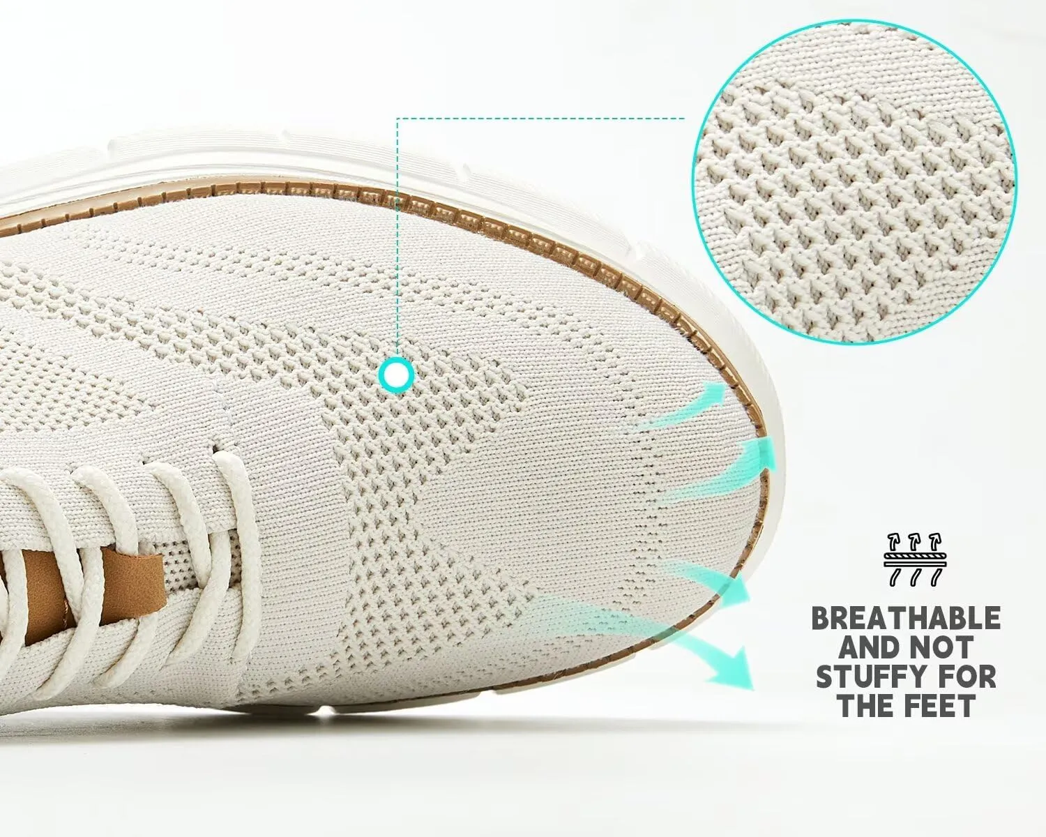 Kundork Men's Casual Dress Shoes Comfort Walking Shoes Mesh Knit Lightweight Breathable Sneakers