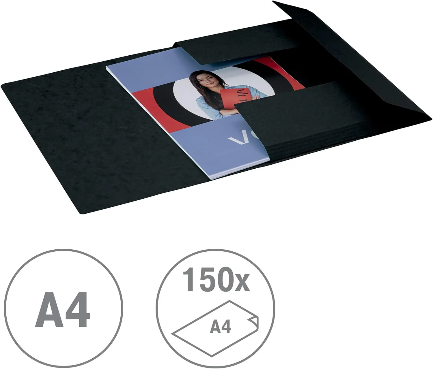 Leitz VON 30082099 A4 Corner Elastic Folder for 150 Sheets, 3 Flaps, Elasticated Folder with Modern VON Print, Lightweight Folder for School and Home, Multicoloured, Pack of 10, 30082099