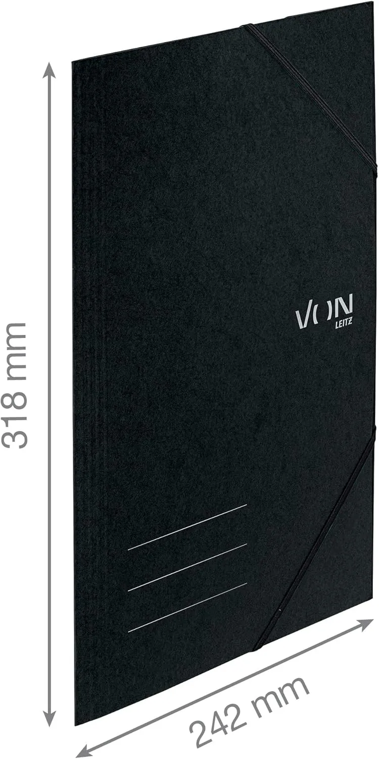 Leitz VON 30082099 A4 Corner Elastic Folder for 150 Sheets, 3 Flaps, Elasticated Folder with Modern VON Print, Lightweight Folder for School and Home, Multicoloured, Pack of 10, 30082099